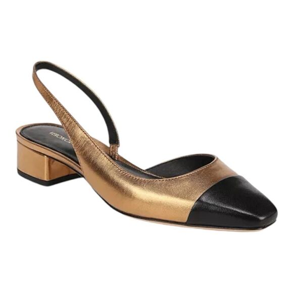 Veronica Beard Women's Cecile Leather Metallic Cap Toe Sling Back Pumps Size 6 - Picture 1 of 12